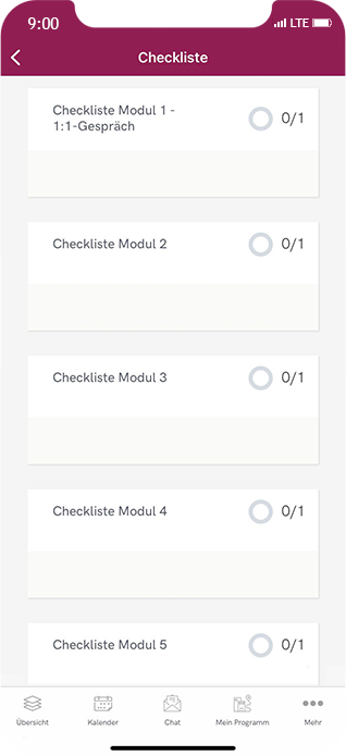 Screenshot Checkliste App Lebensstil