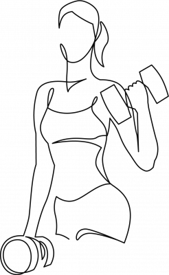 simple schwarz-weiß Skizze einer Person mit Hanteln