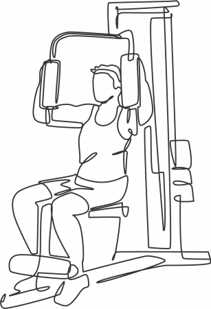 simple schwarz-weiß Skizze einer Person an einem Trainingsgerät